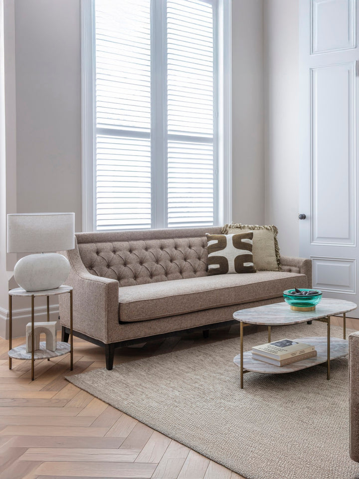 Theodore Buttoned Sofa Dark Taupe