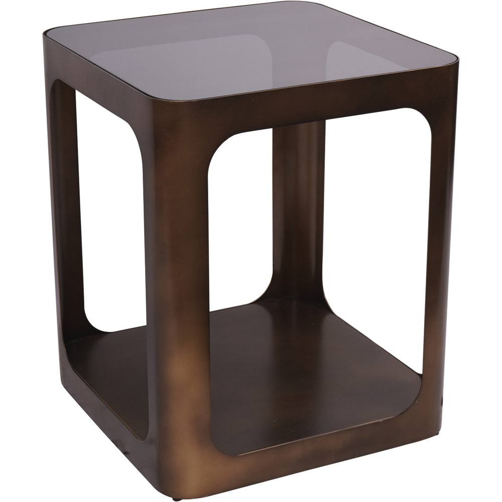 Thorpe Square Metal and Glass Side Table