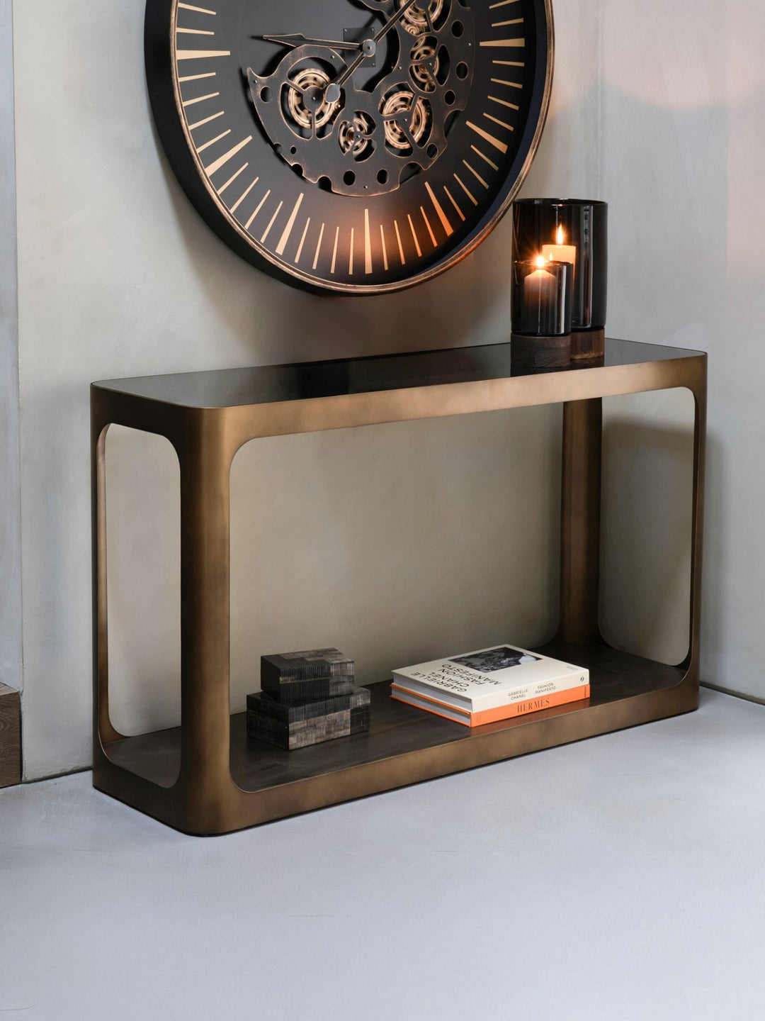 Thorpe Metal and Glass Console Table