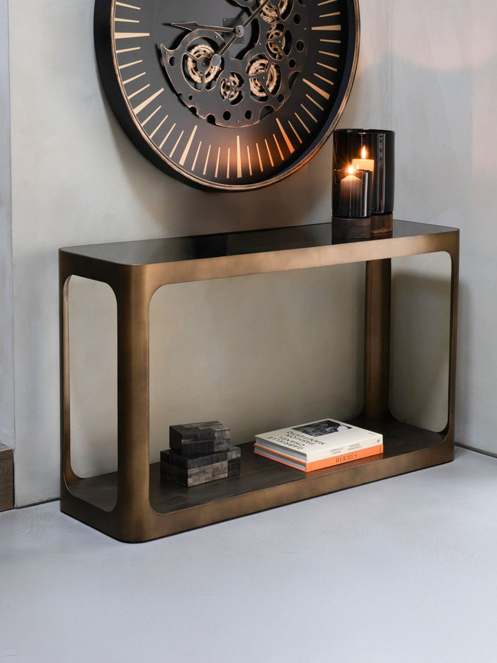 Thorpe Metal and Glass Console Table
