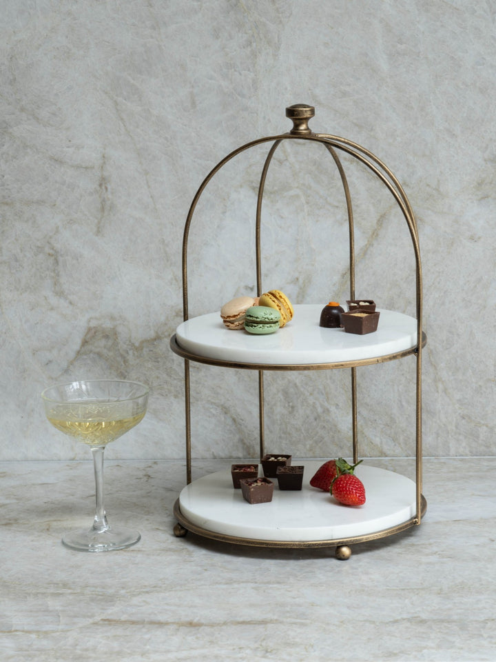 Belvedere Aged Gold Two Tiered Stand