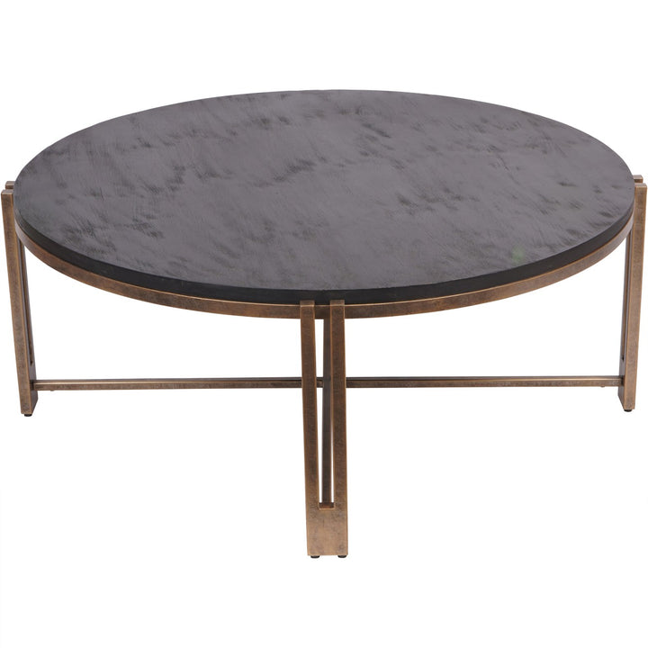 Dalston Black Sandblasted Wood and Champagne Frame Coffee Table
