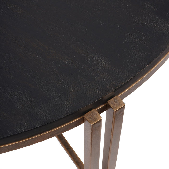 Dalston Black Sandblasted Wood and Champagne Frame Coffee Table