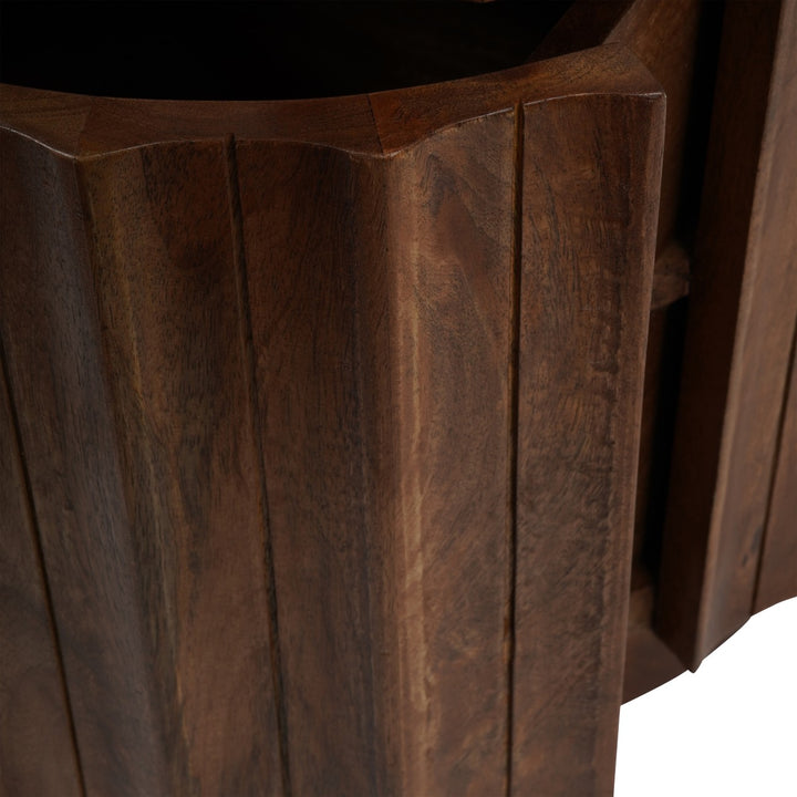 Carmel Curved Wooden Two Drawer Bedside with Marble Top