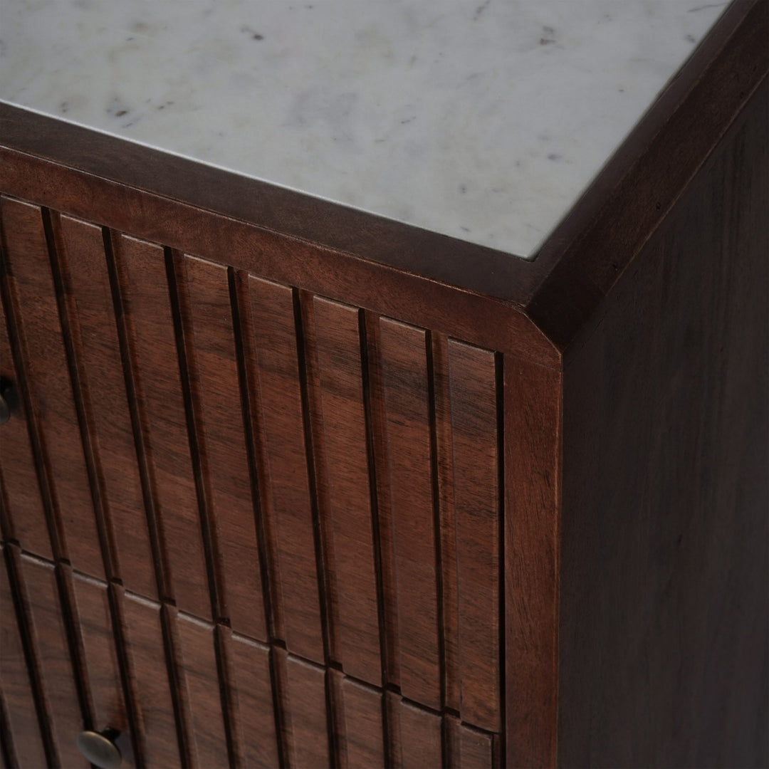 Carmel Wooden 6 Drawer Chest with Marble Top