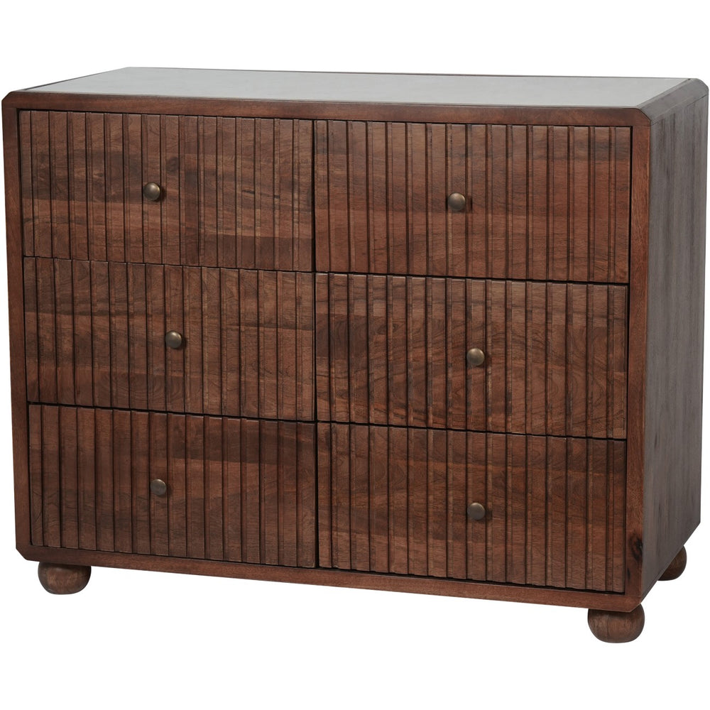 Carmel Wooden 6 Drawer Chest with Marble Top