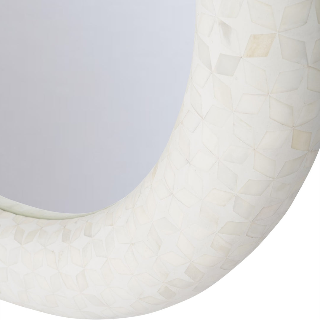 Aspen Bone Inlay Round Mirror 100cm