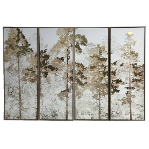 Foil Trees Set of  4 Framed Canvas Wall Art 180x120cm