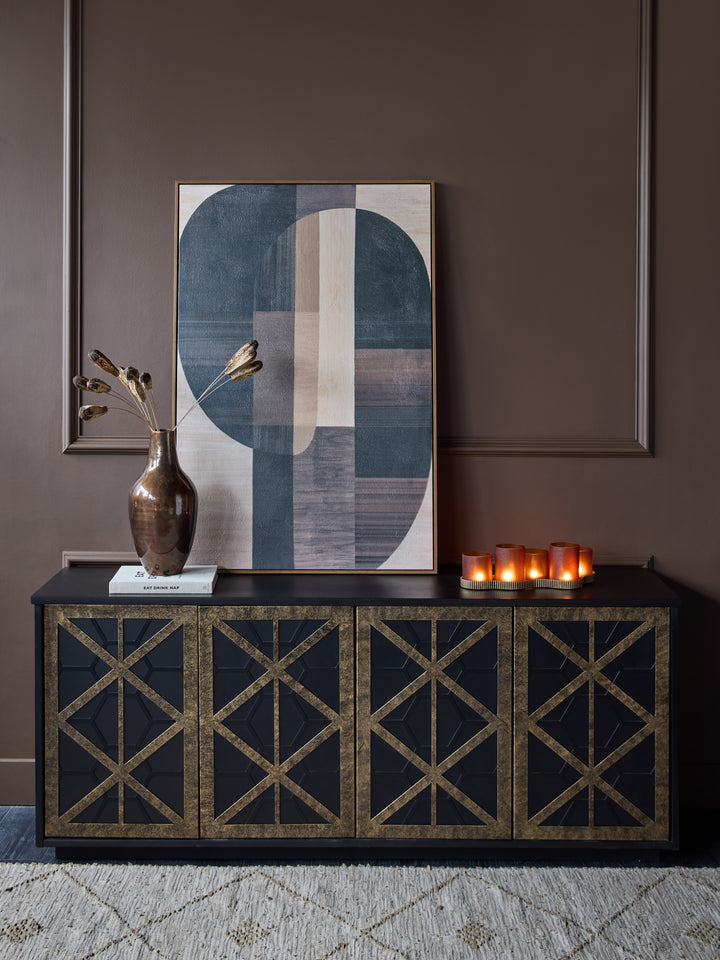 Reeno Fretwork 4 Door Buffet Sideboard