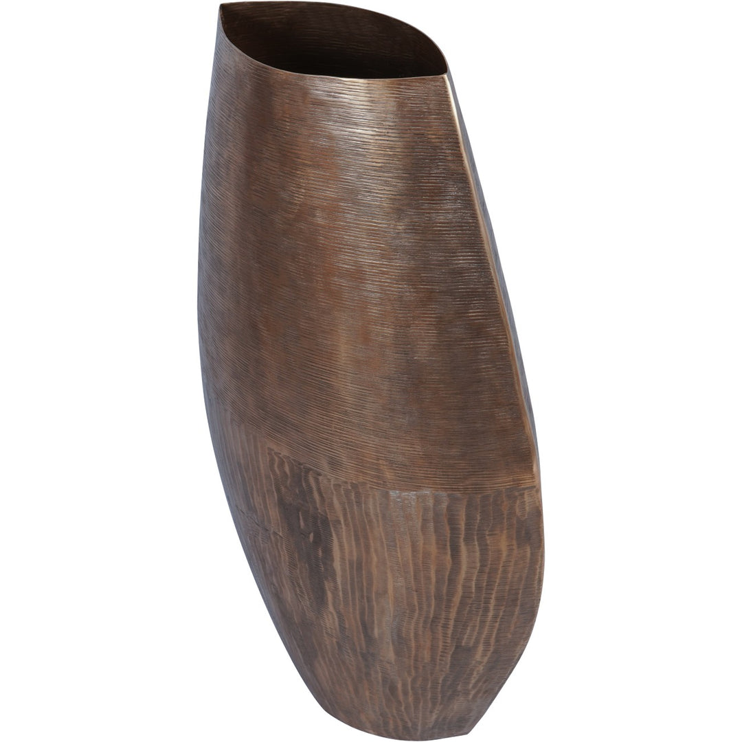 Southwold Textured Oval Antique Brass Vase 100cm