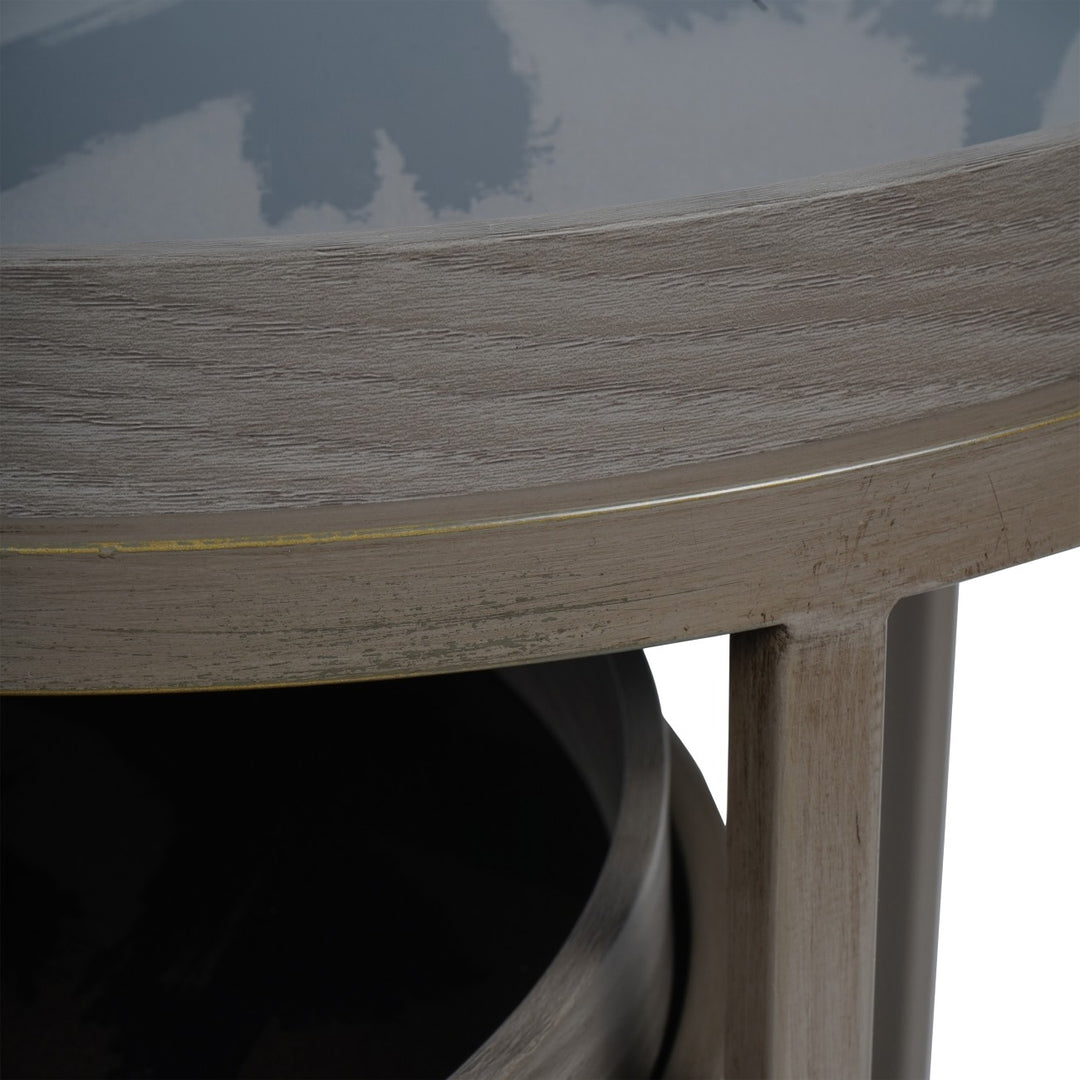 Impasto Brushstroke Set of 2 Side Tray Tables Taupe