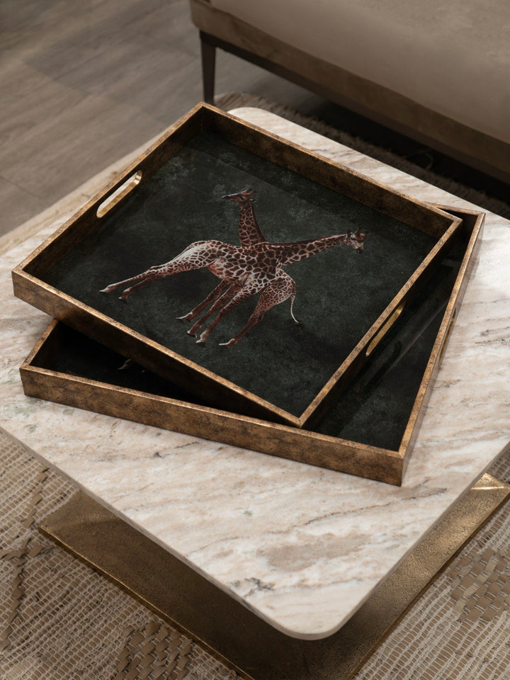 Giraffe Decorative Set of 2 Nesting Trays