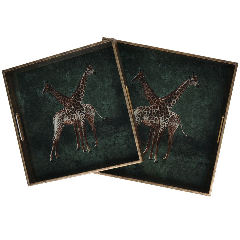 Giraffe Decorative Set of 2 Nesting Trays
