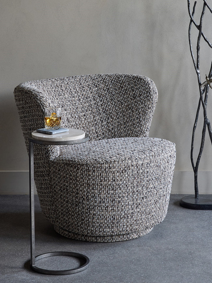 Roehampton Textured Slub Swivel Chair Mocha