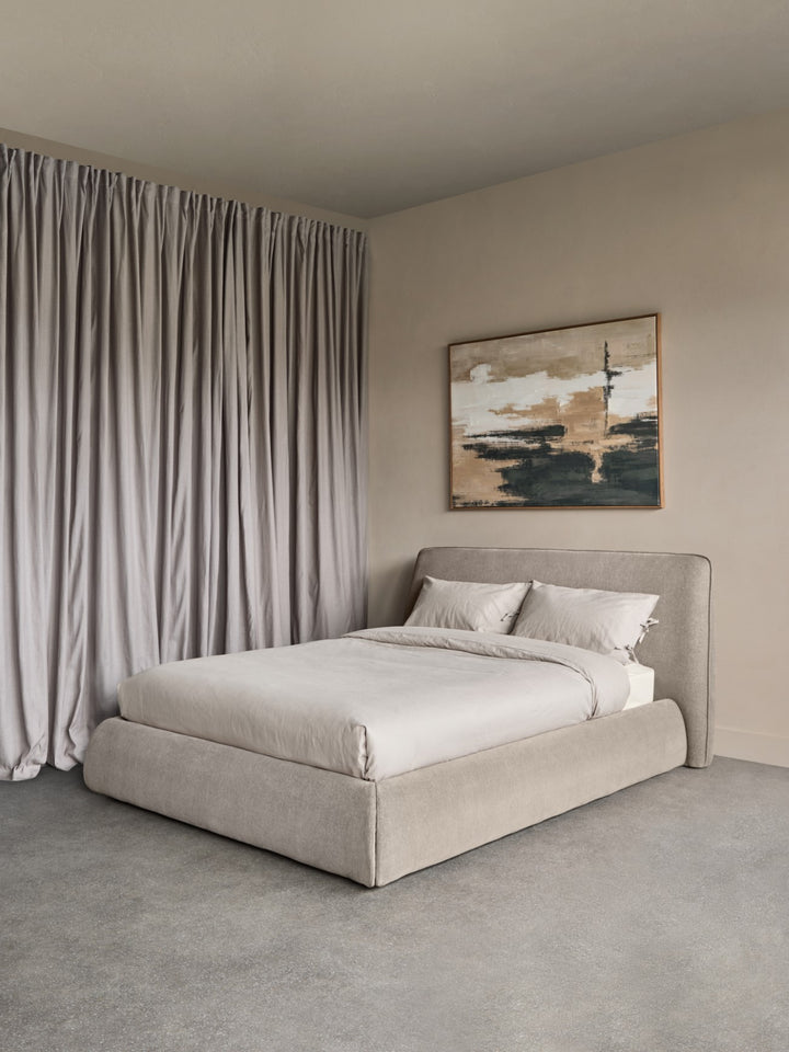 Darley Upholstered 5' King Sized bed frame in Soft Beige