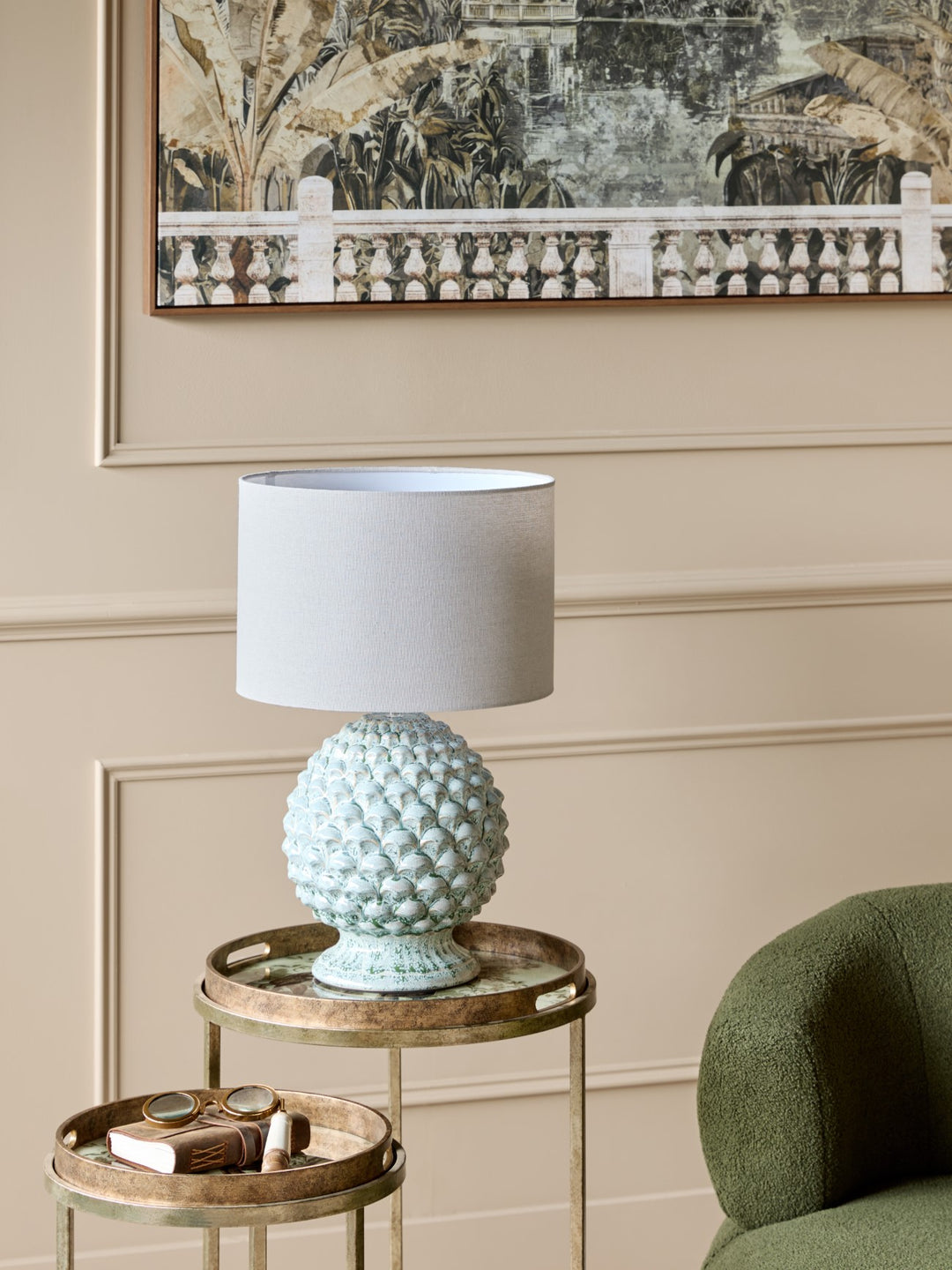Verona Glazed Ceramic Table Lamp with Shade E27 60W