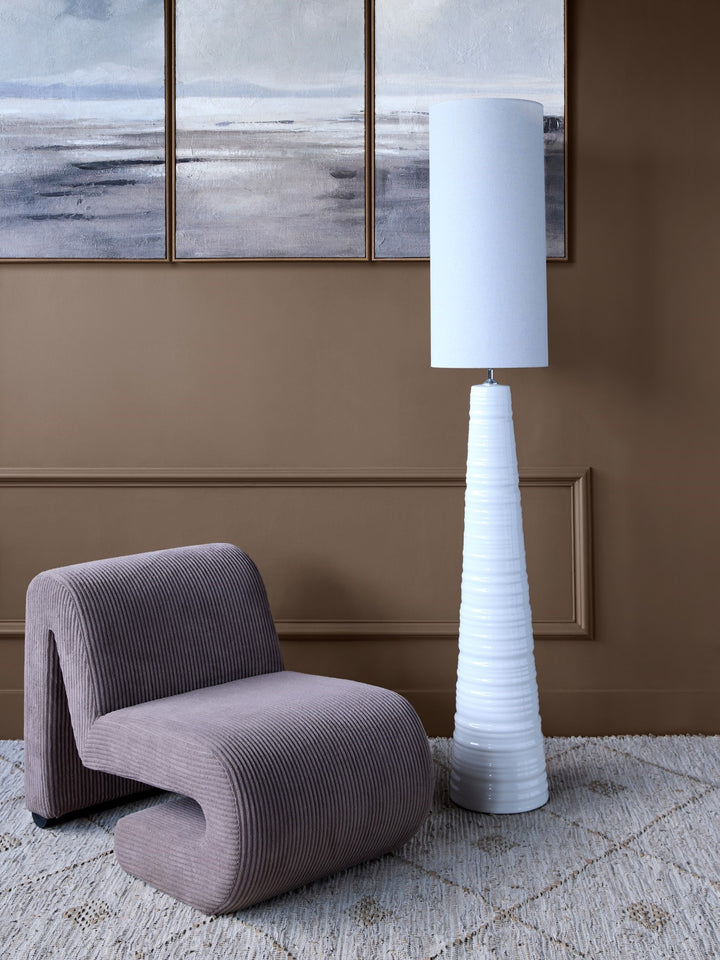 Tivoli Tall Ceramic Floor Lamp White with Shade E27 60W