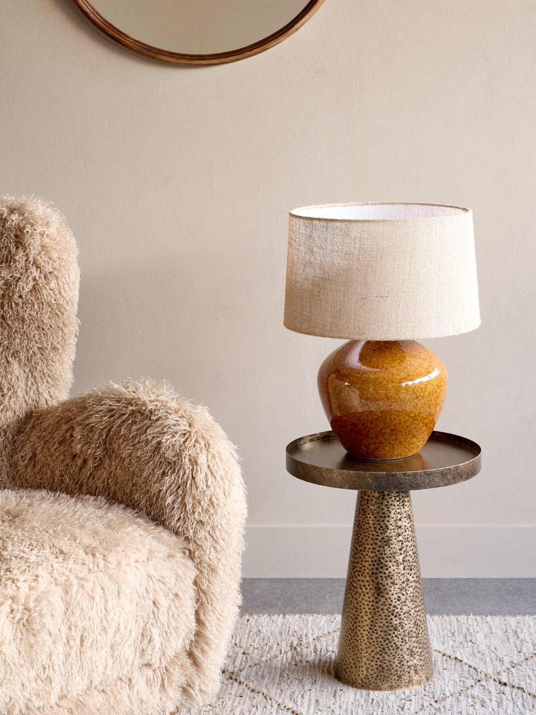 Aubrey Terracotta Ceramic Lamp With Hessian Shade Large E27 60W