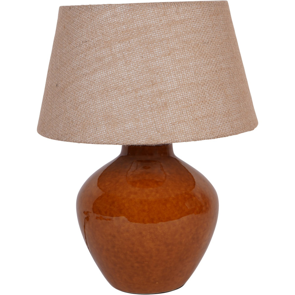 Aubrey Terracotta Ceramic Lamp With Hessian Shade Small E27 60W
