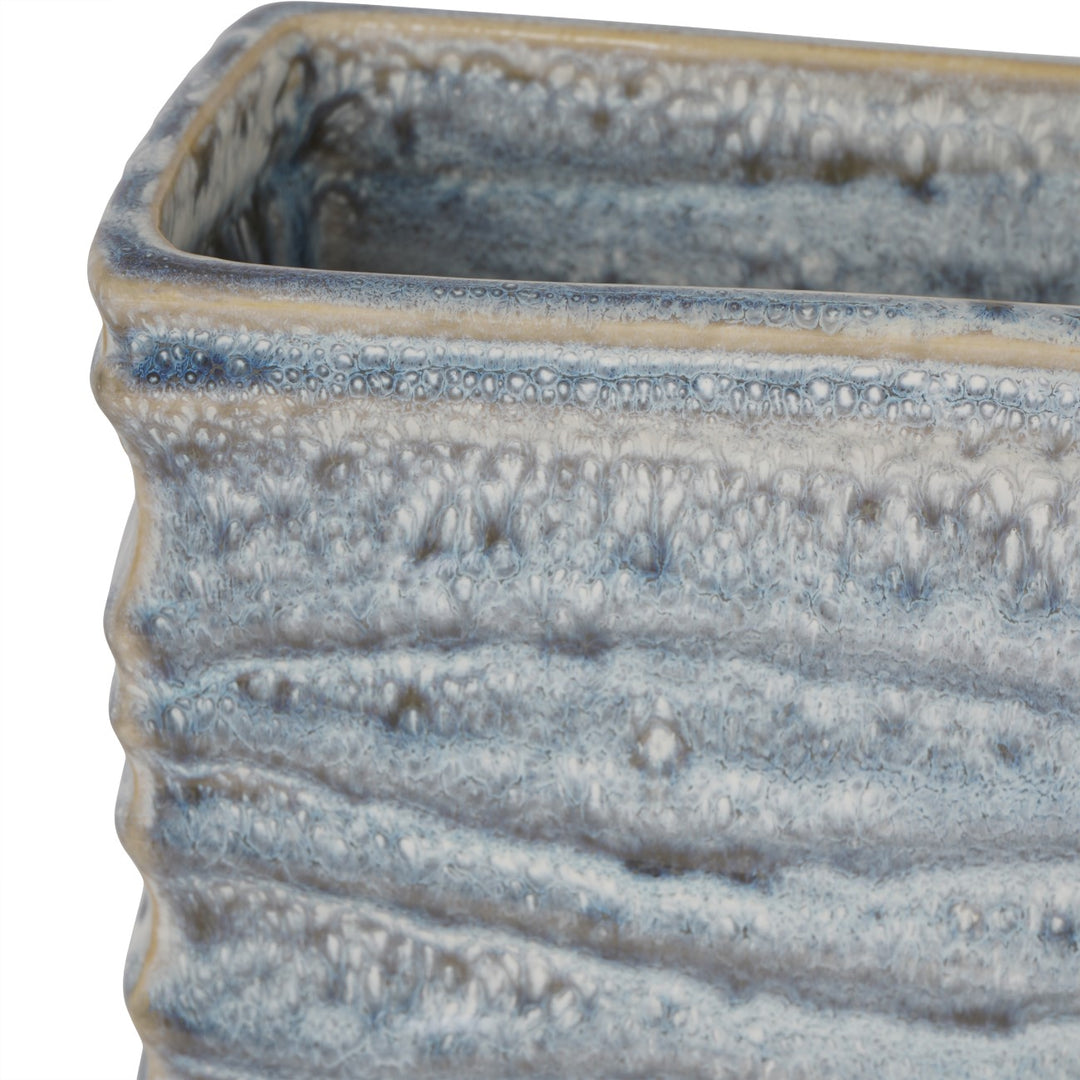 Sereno Rectangle Vase in Blue Reactive Glaze