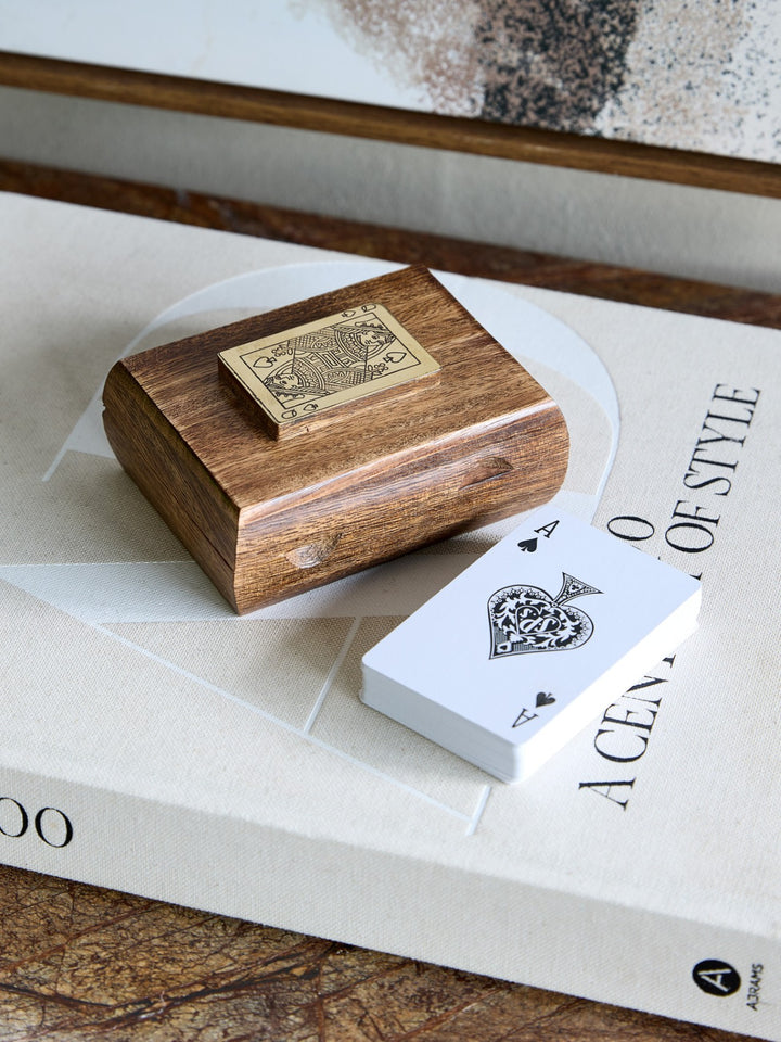 Pryce Mango Wood Card Box with cards