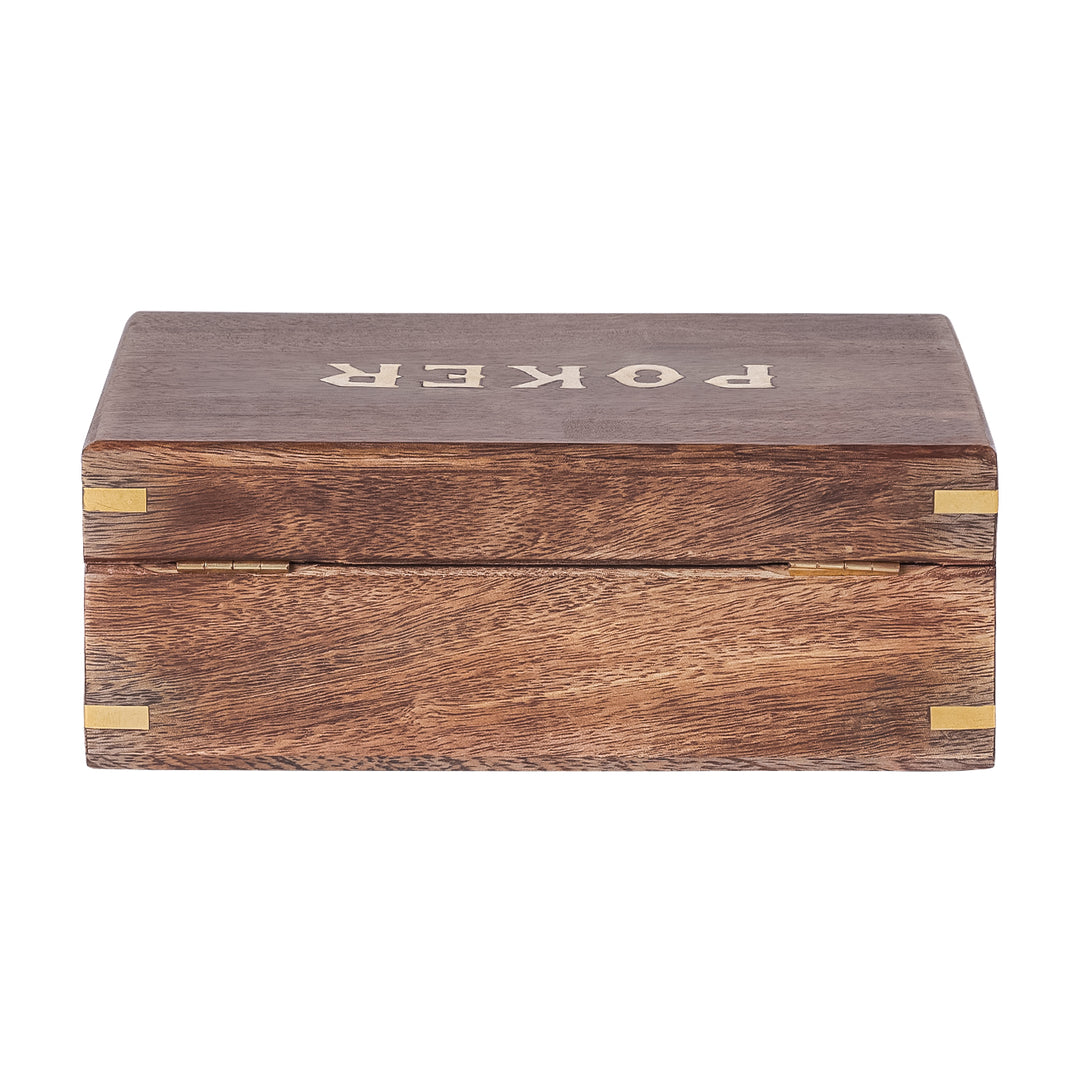 Pryce Mango Wood Poker Box with cards