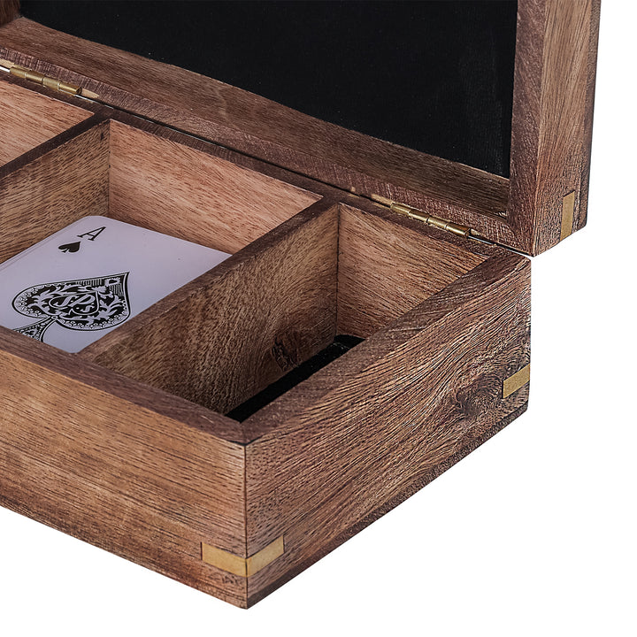 Pryce Mango Wood Poker Box with cards