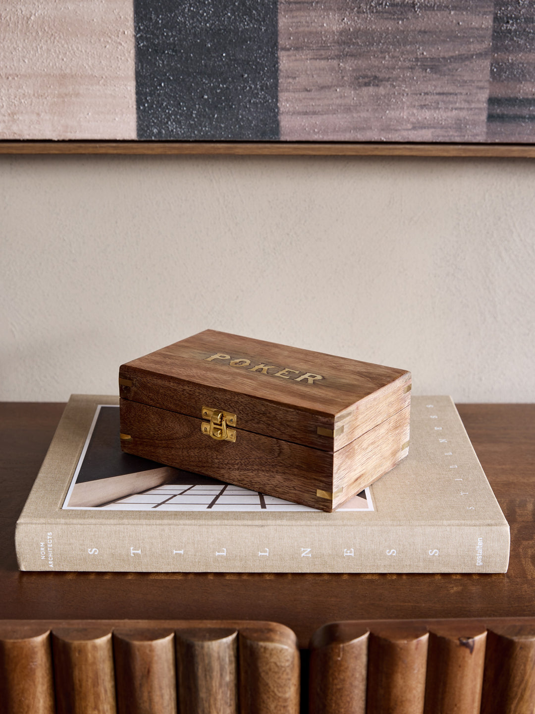 Pryce Mango Wood Poker Box with cards