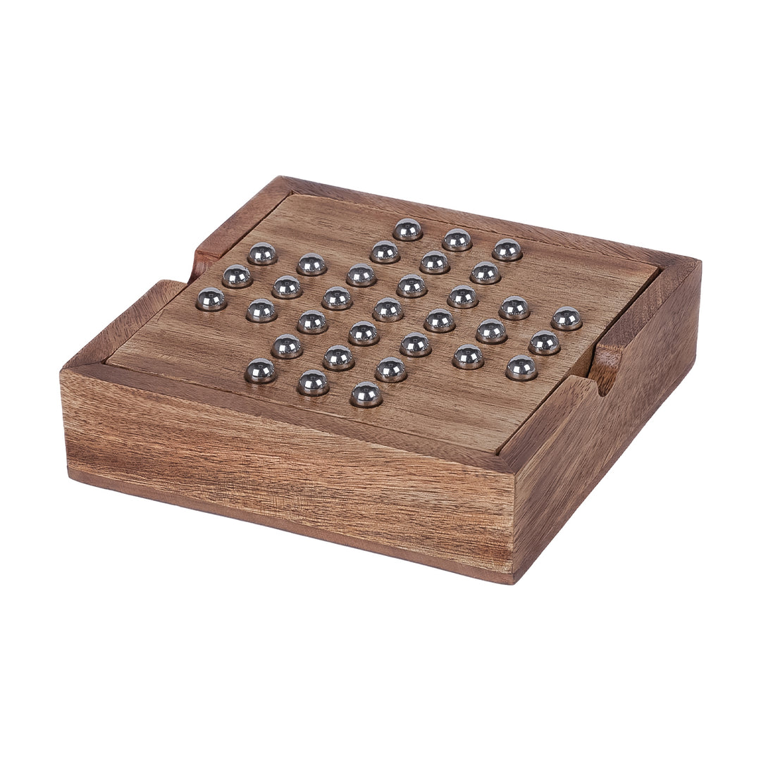Pryce Mango Wood Noughts and Crosses & Solitaire Game