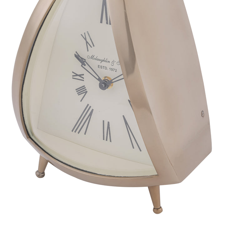 Isosceles Brass Curved Front Mantel Clock Large