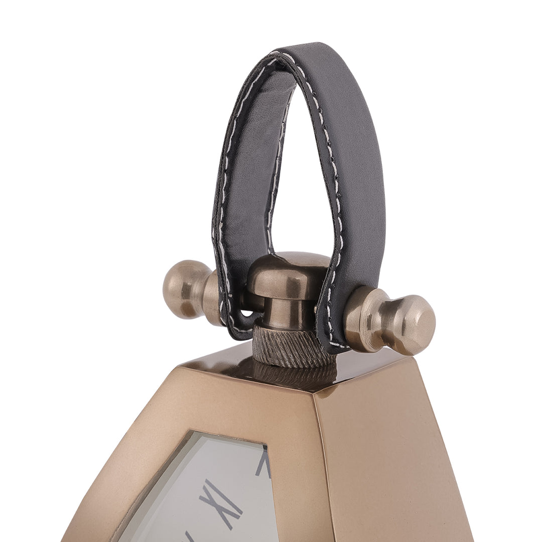 Isosceles Brass Curved Front Mantel Clock Small
