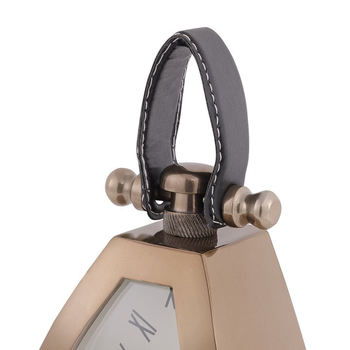 Isosceles Brass Curved Front Mantel Clock Small