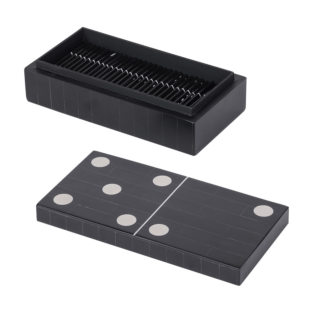 Chollerford Black Inlay Dominoes Box