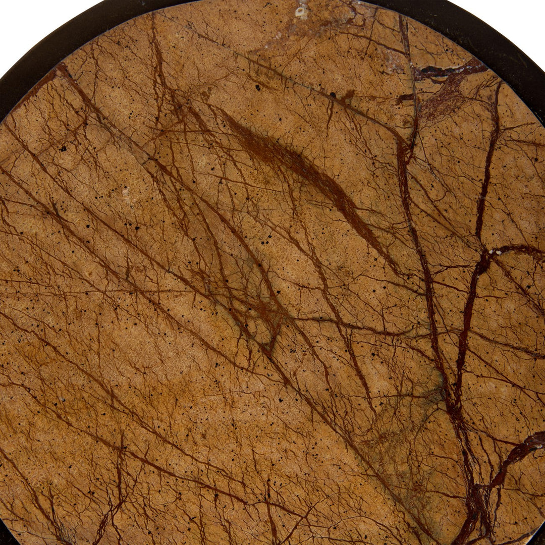 Iota Accent Table Forest Brown Marble Smoked Gold Frame