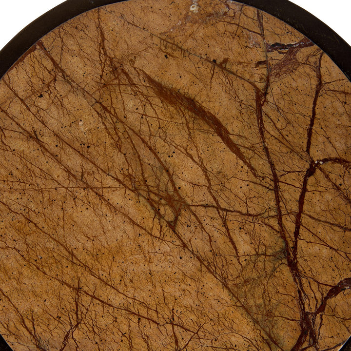Iota Accent Table Forest Brown Marble Smoked Gold Frame