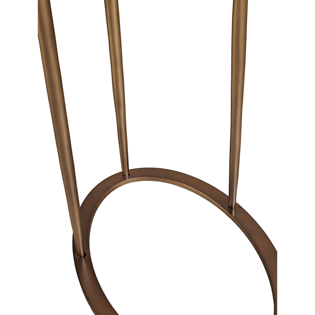 Iota Oval Accent Table Forest Brown Marble Smoked Gold Frame