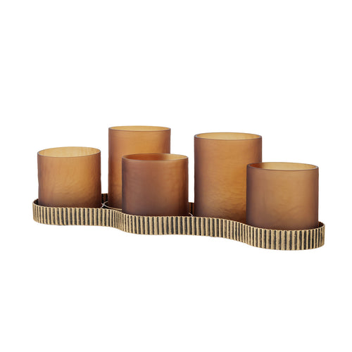 Belvedere Aged Gold 5 Light Candle Holder