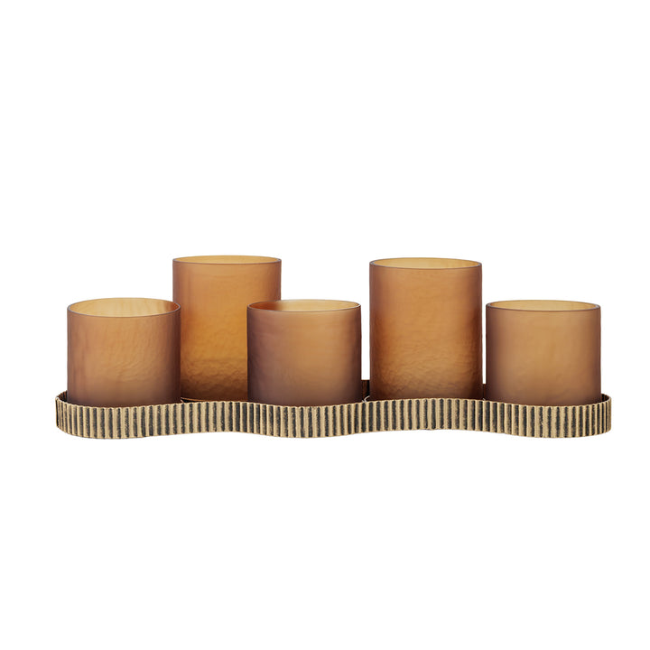 Belvedere Aged Gold 5 Light Candle Holder