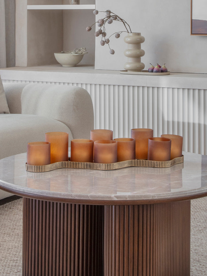 Belvedere Aged Gold 9 Light Candle Holder