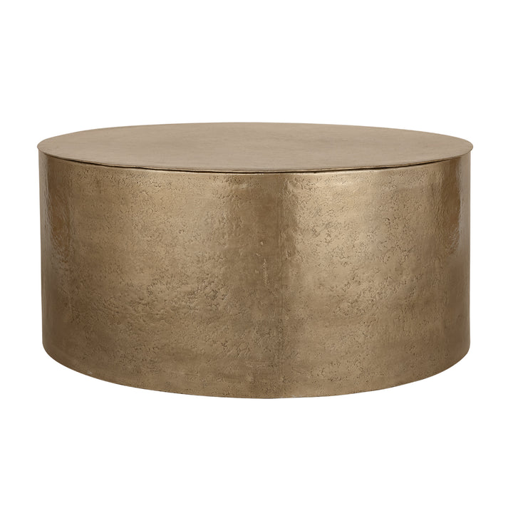 Zander Metal Drum Coffee Table With Storage 90cm