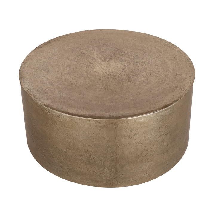 Zander Metal Drum Coffee Table With Storage 90cm