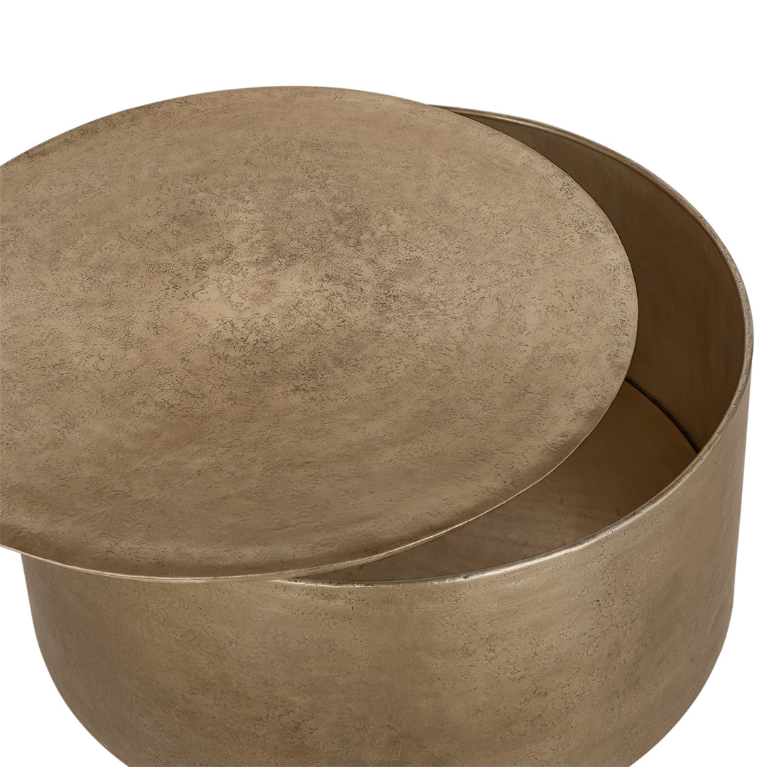 Zander Metal Drum Coffee Table With Storage 90cm