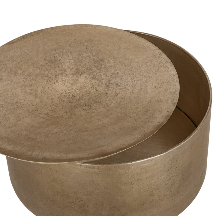 Zander Metal Drum Coffee Table With Storage 90cm