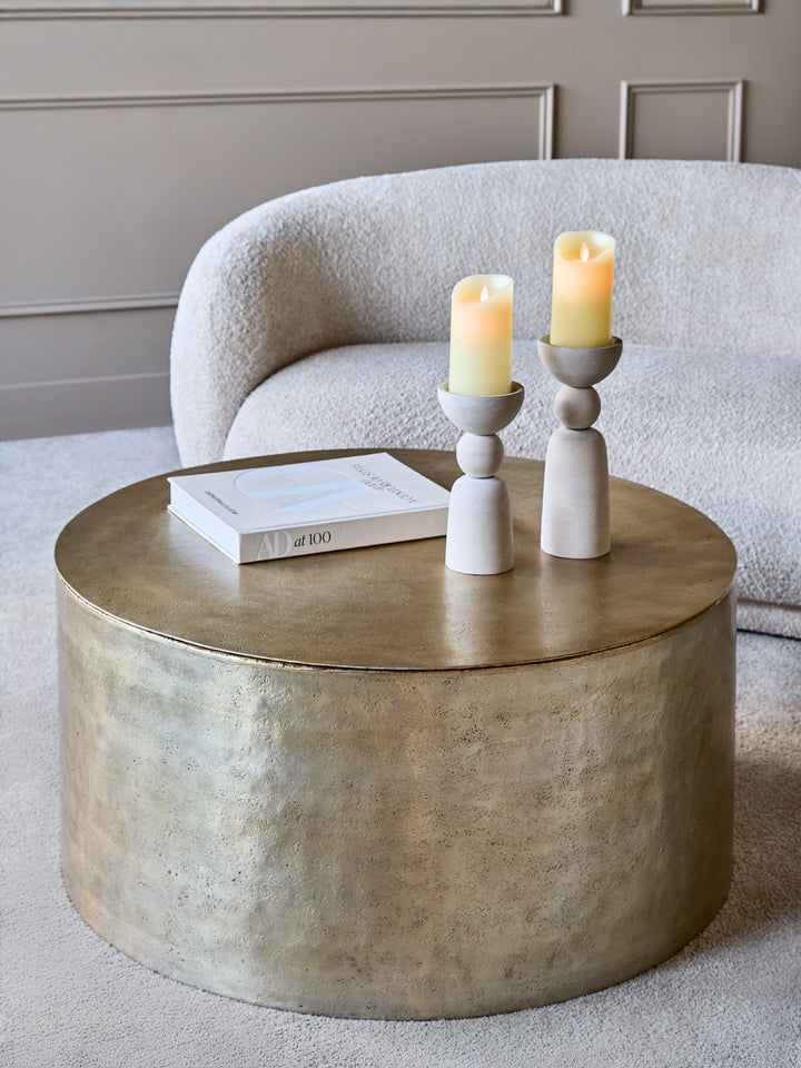 Zander Metal Drum Coffee Table With Storage 90cm