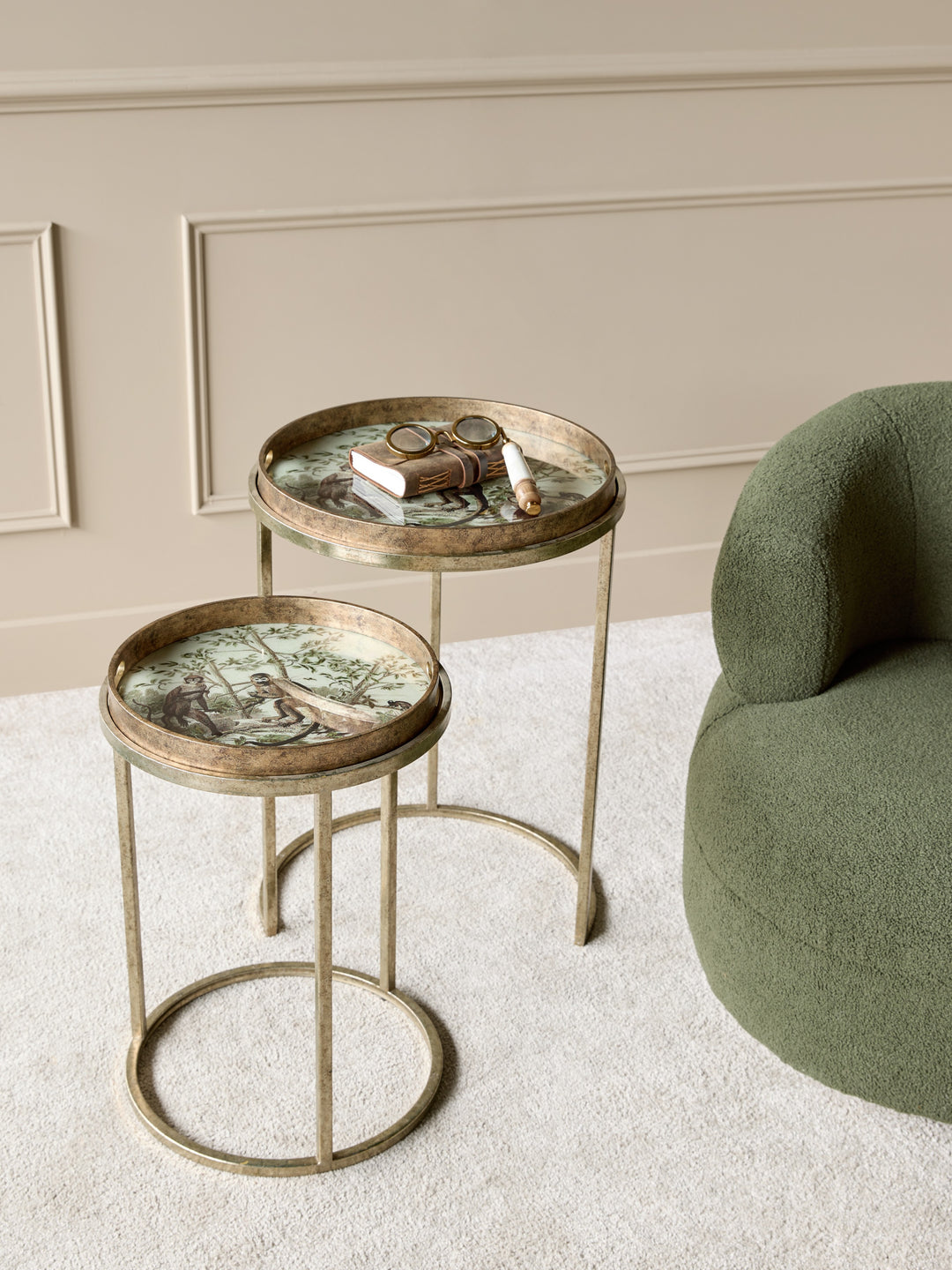 Monkey Jungle Set Of 2 Side Tray Tables