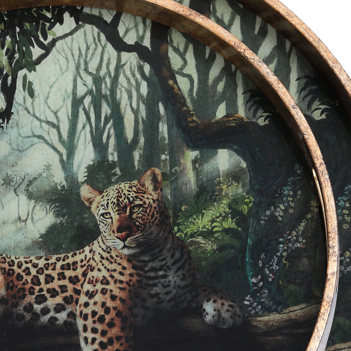 Lounging Leopard Set Of Two Trays