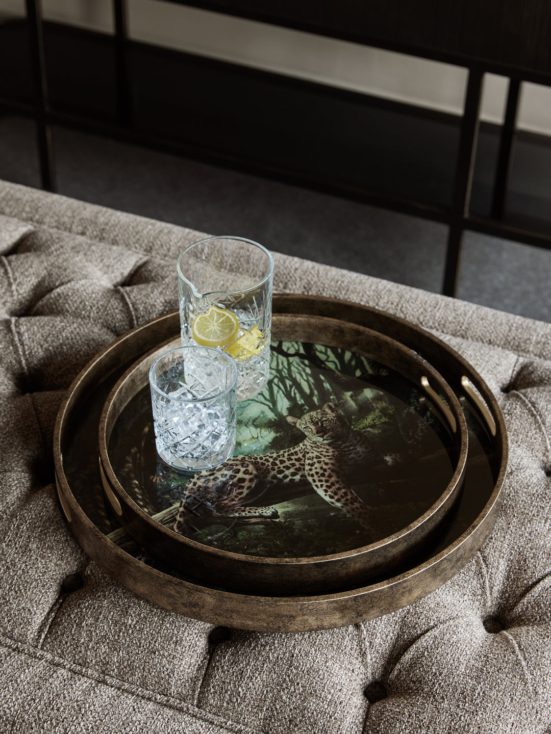 Lounging Leopard Set Of Two Trays