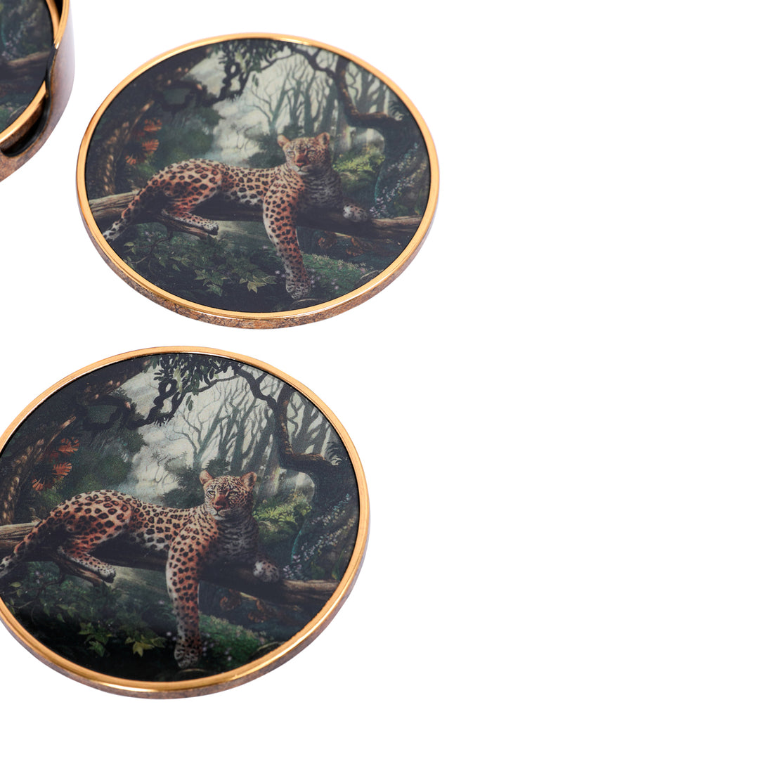 Lounging Leopard Set Coasters