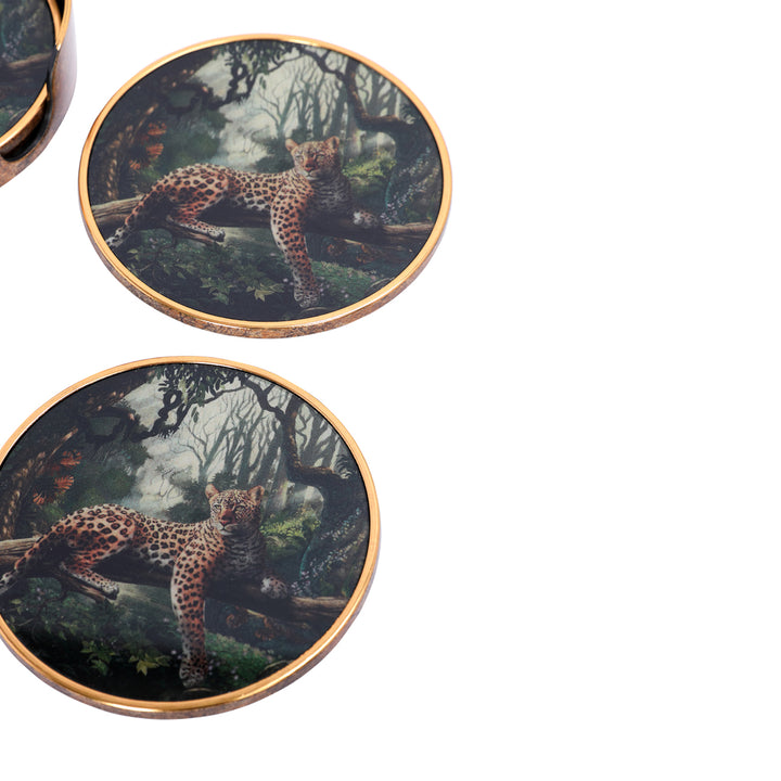 Lounging Leopard Set Coasters