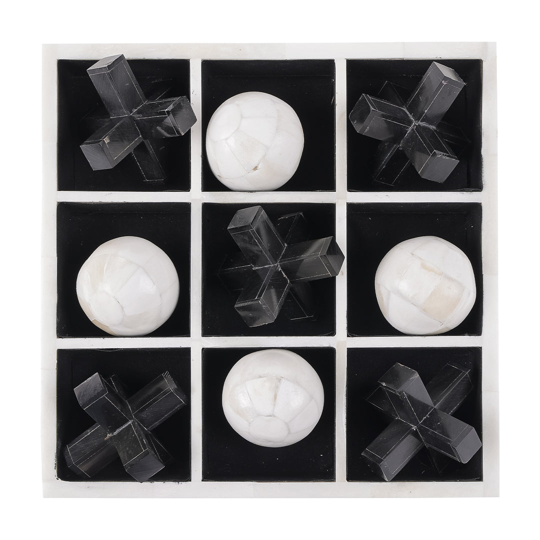 Farnham Off White and Black Bone Horn Inlay Noughts and Crosses